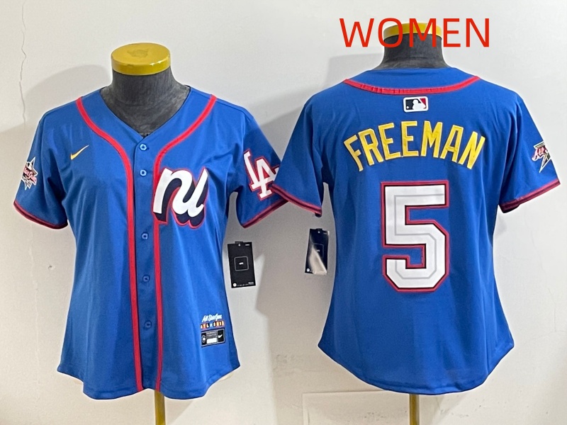 Women 2025 Los Angeles Dodgers #5 Freeman Blue Nike 2025 MLB All Star Jersey style 027